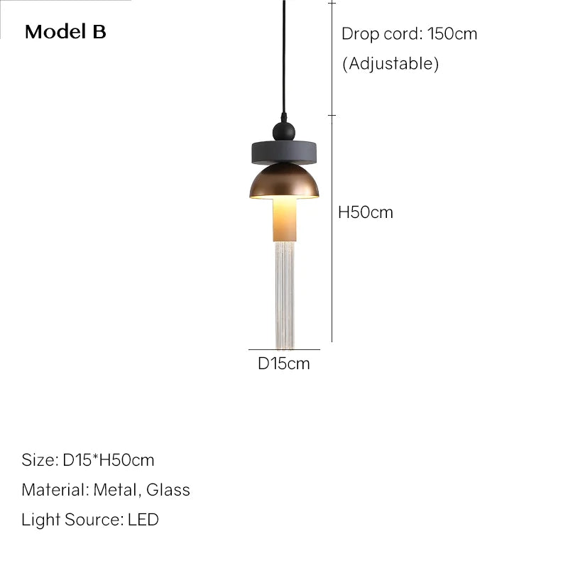 Children's Room Glass Pendant Light Bedrooms Bedside Chandelier Metal Dining Table Lamp