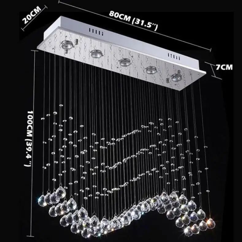 Crystal Pendant Lights: Modern Luxury Rectangle Hanging Lamps for Home Indoor Decor