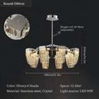 Crystal Pendant Light for Ceiling and Dining Room Decor - Luxe Stainless Steel Chandelier