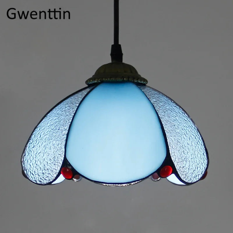 Tiffany Pendant Lights: Stained Glass Hanging Lamp for Mediterranean Loft Home Decor