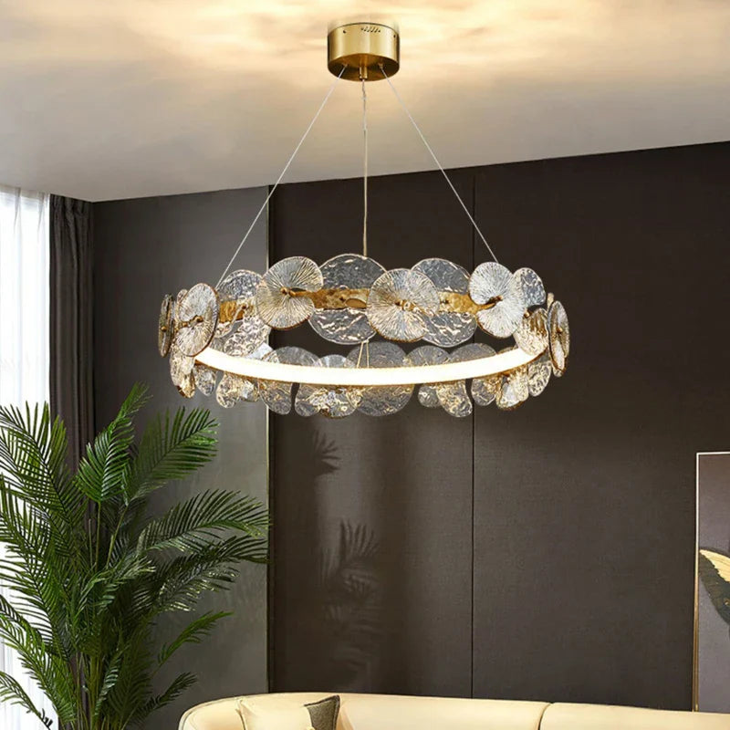 Lotus Leaf LED Chandeliers: Modern Lighting Fixtures for Living Room, Bedroom, Dining Table
