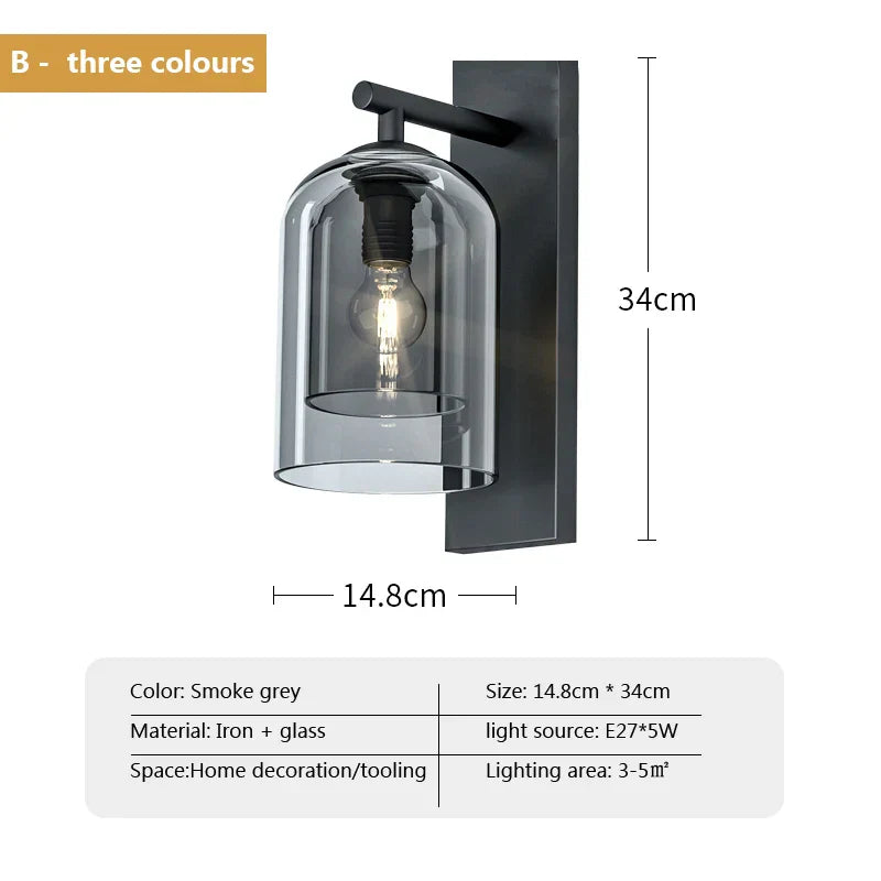 Nordic Double Glass Wall Art Light for Luxury Style Bedroom Decor