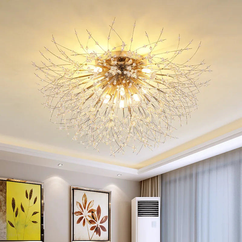 Nordic Dandelion Crystal Ceiling Lamp for Bedroom Living Room Dining Room