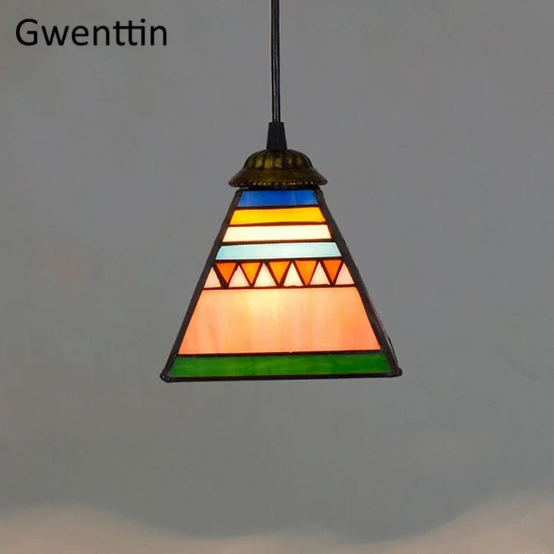 Tiffany Pendant Lights: Stained Glass Hanging Lamp for Mediterranean Loft Home Decor