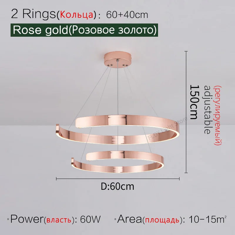 Round Ring LED Chandelier for Dining Room Bedroom Living Room Modern Nordic Decor
