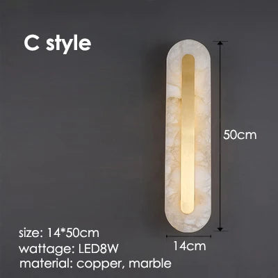 Marble Wall Light: Modern Copper Gold LED Sconce for Bedroom Hotel Corridors