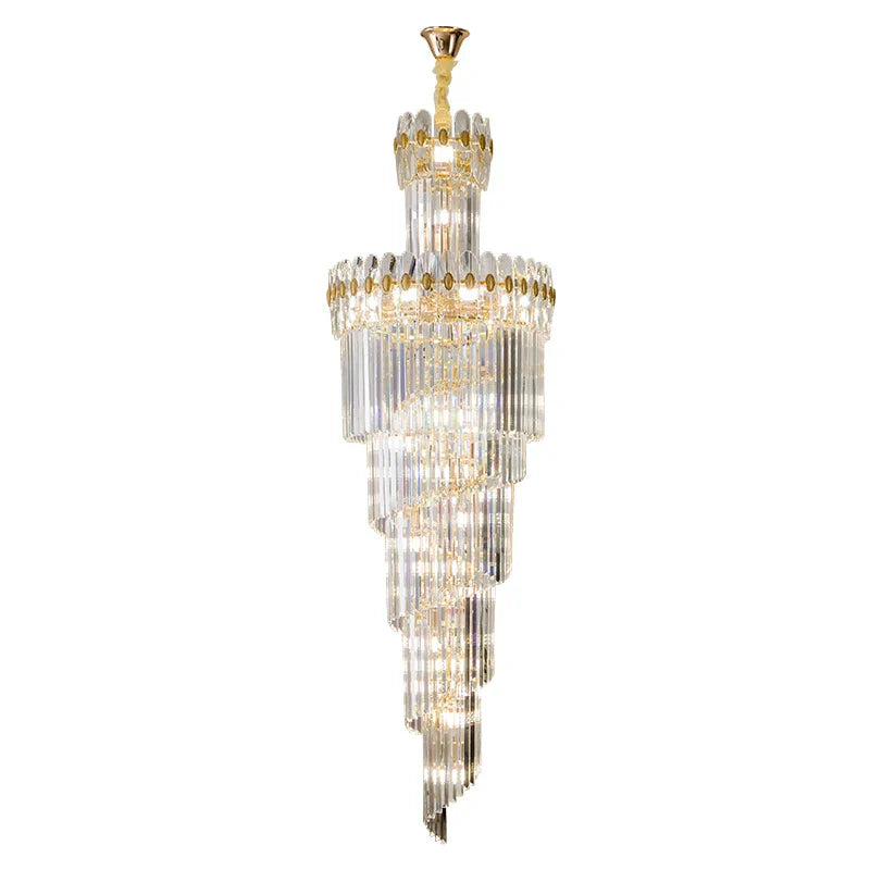 Crystal Chandelier: Modern Duplex Villa Hall Light Luxury Rotating Hollow Strip Crystal