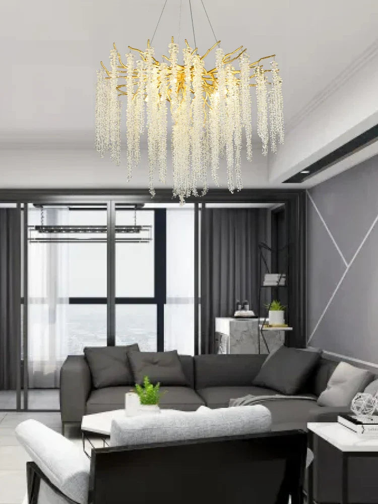 Luxury Crystal Chandelier Pendant Light Modern LED for Living Room Bedroom Restaurant