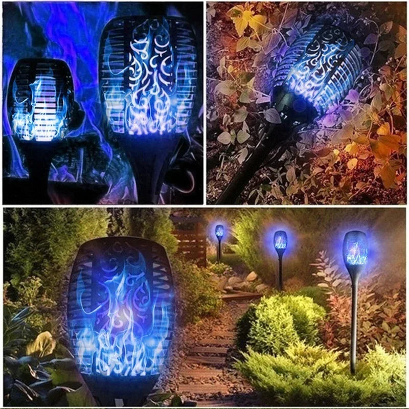 Solar Flame Torch Lights - Waterproof Outdoor Garden Decoration - 5 Color Options