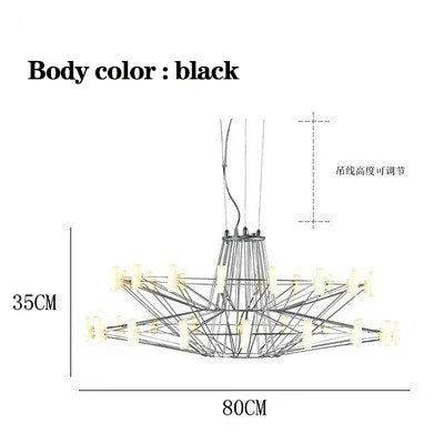 Luxe Iron Wire Round LED Chandelier for Living & Dining Room