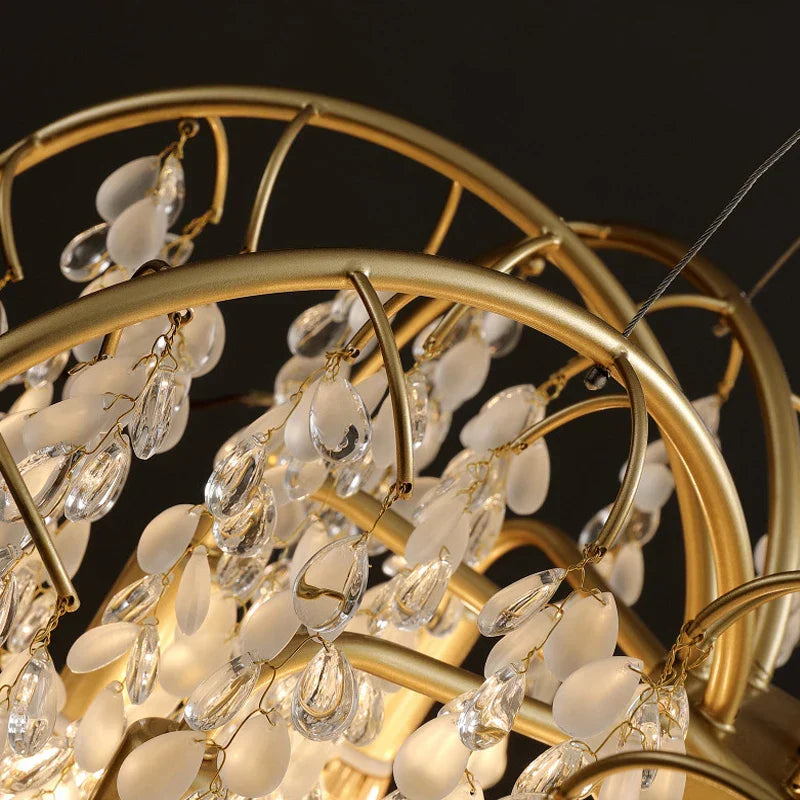 Crystal Led Chandelier Golden Luxury Living Room Ceiling Lamp