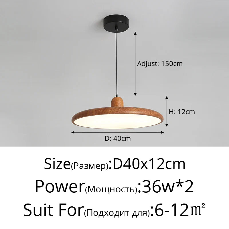 Retro Walnut Chandelier: Stylish Wood Grain Home Decor Lamp for Dining, Bedroom, Living Room