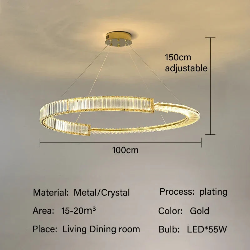 Crystal Chandeliers: Modern Luxury LED Lighting Fixture for Living, Dining, and Bedroom