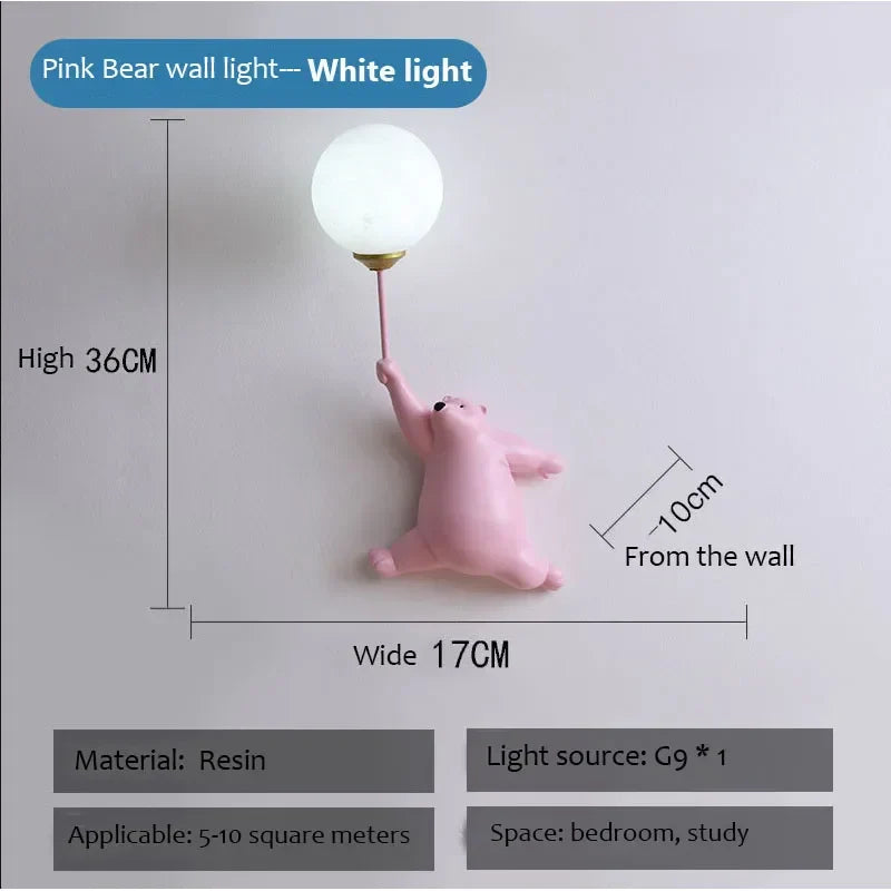 Polar Bear LED Sconce: Creative Wall Lighting for Family Theme Hotel Kid Children Bedroom