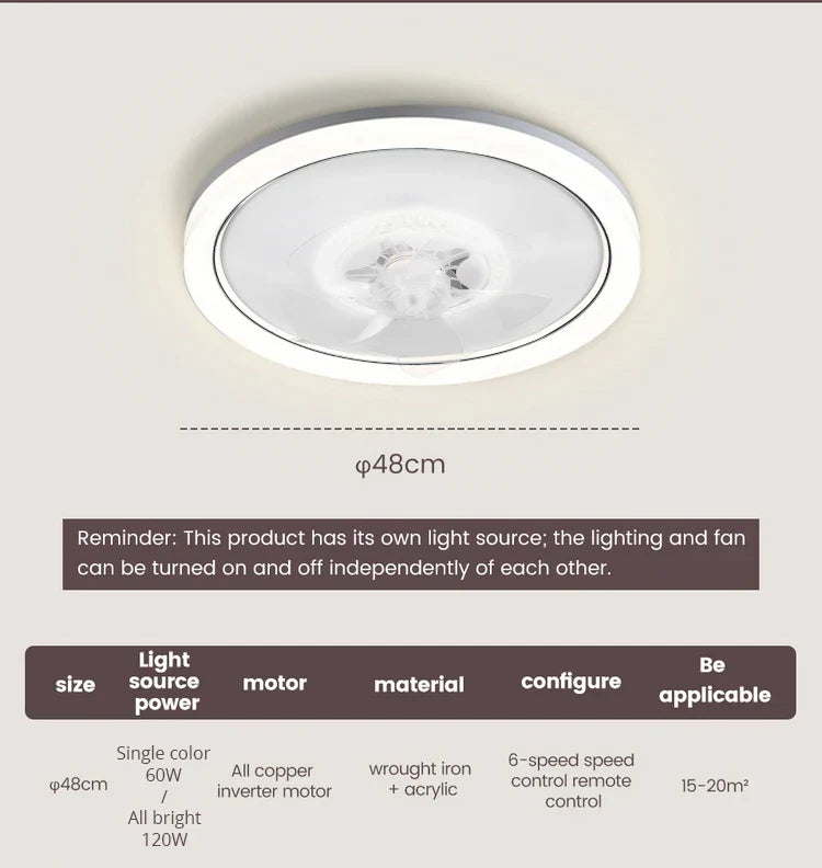 Modern White Ceiling Fan Light 120W LED Remote Control Dimmable Chandelier Fan