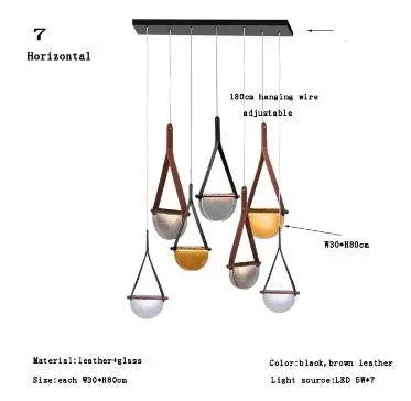 Modern Gray Amber Clear Glass Pendant Lamp for Bedroom Living Room