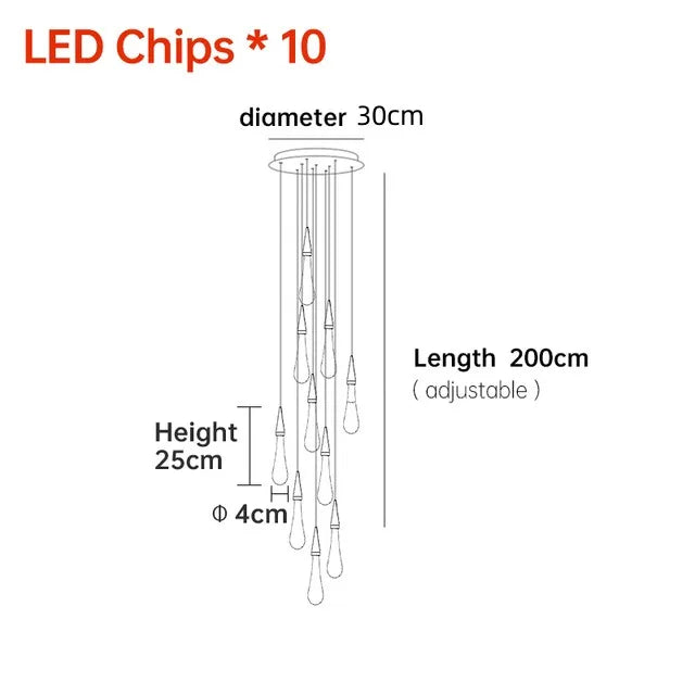 Modern LED Staircase Chandelier for Living Room Villa Duplex Building Rotation