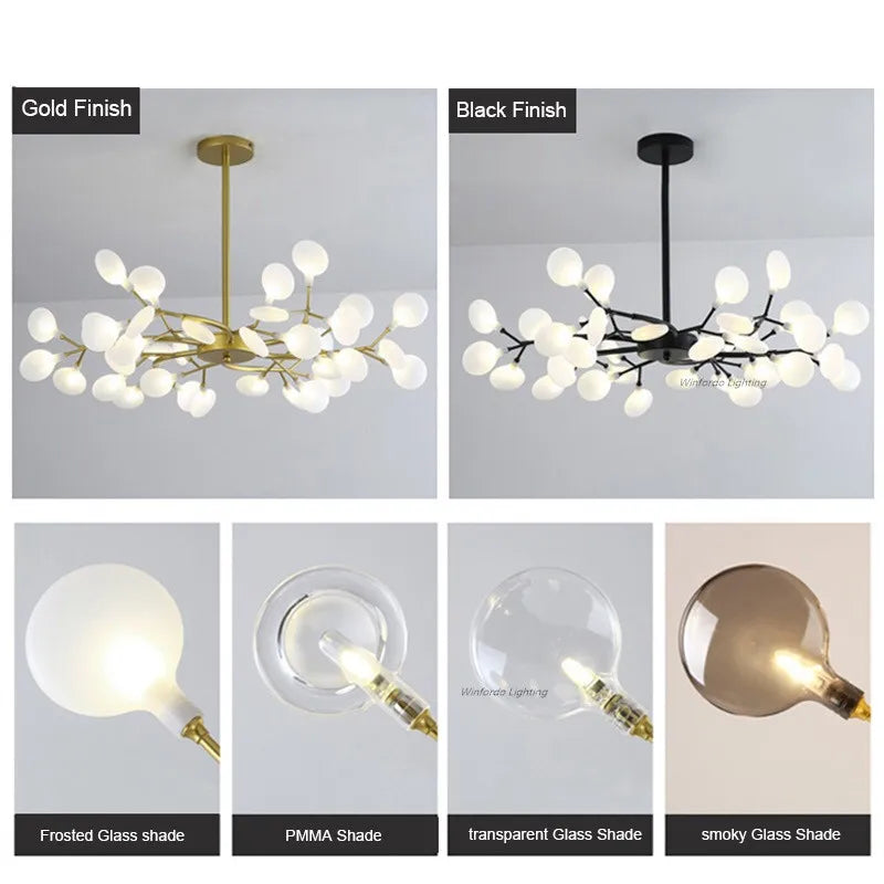 Firefly LED Chandelier: Modern Luxurious Pendant Lamp for Home Decor Lighting