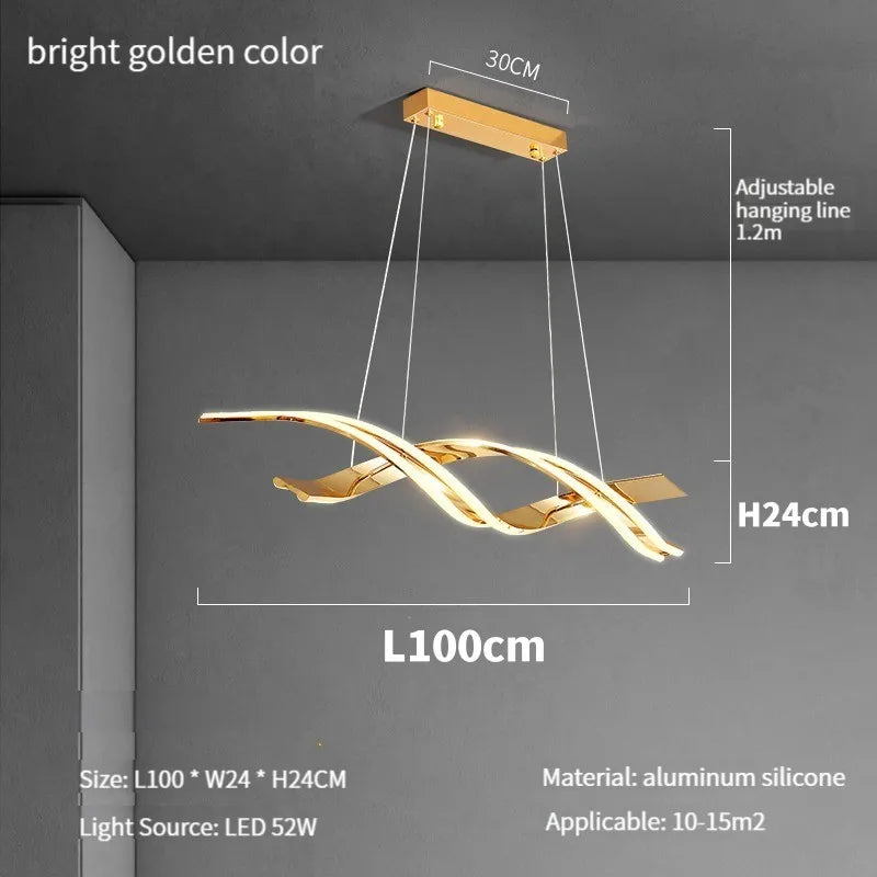 Modern Gold Dimmable LED Pendant Chandelier for Dining Room Kitchen Island