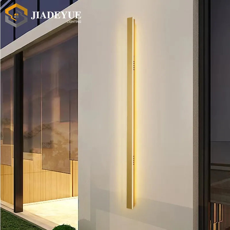 Golden Modern Outdoor LED Wall Light - IP65 Waterproof Garden Lighting