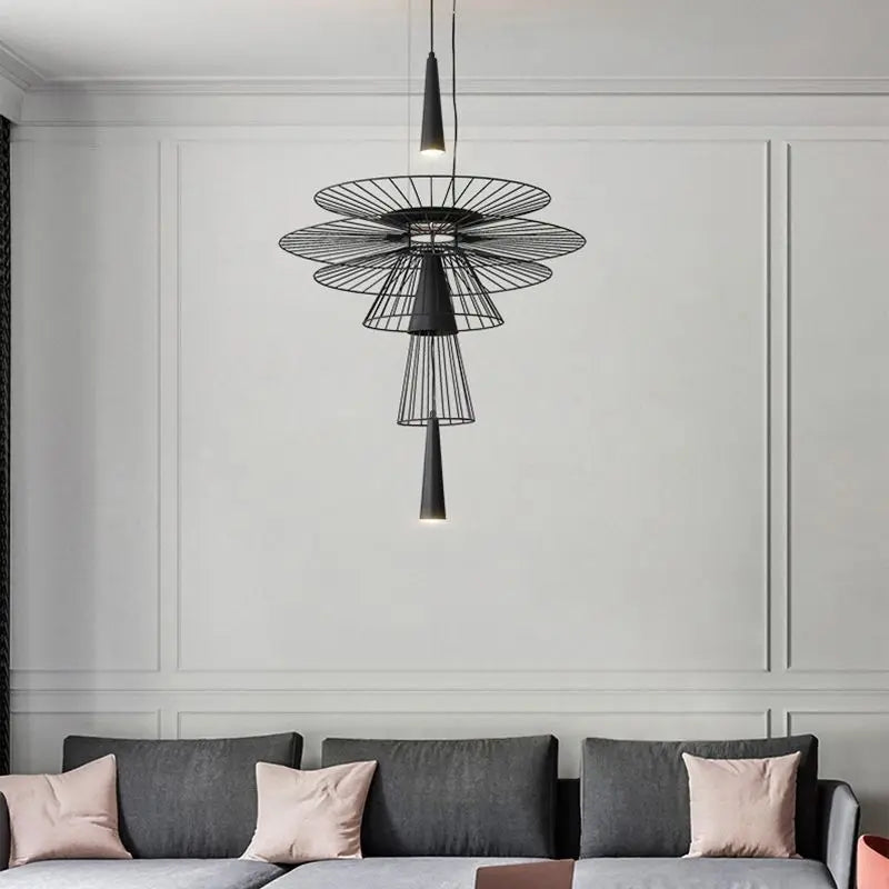 Modern UFO Hanging Lamps Metal LED Chandelier for Ceiling, Luxury Pendant Lights Home Decor