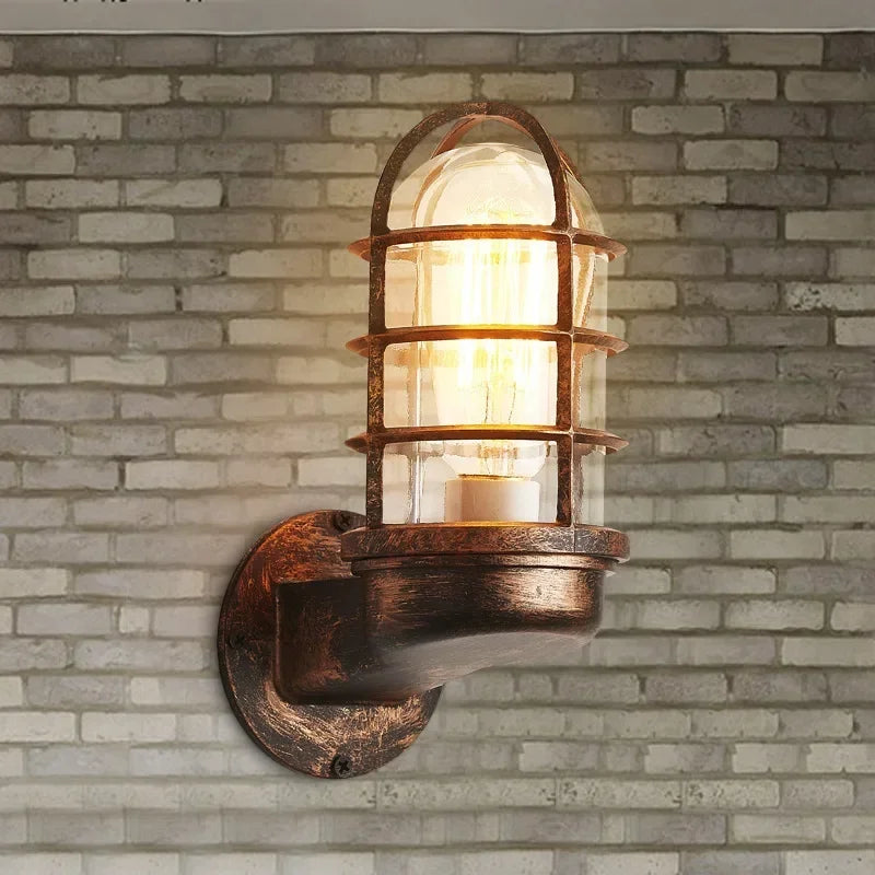 Iron Cage Guard Wall Sconce Vintage Retro Industrial Loft Wall Lamp