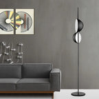 Superluna Double Lampshade LED Floor Lamp - Black Gold Living Room Standing Light