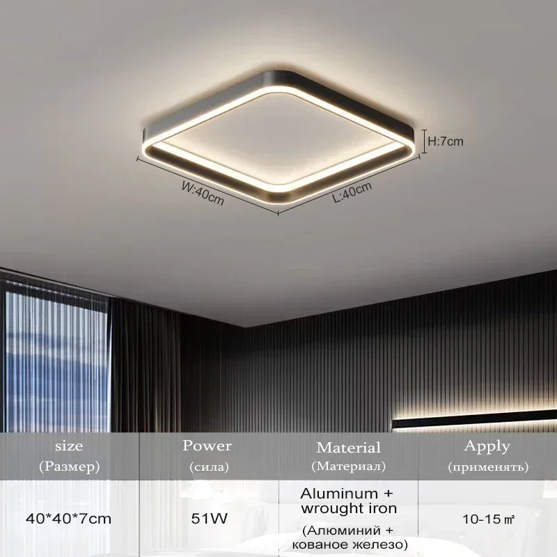 Square LED Ceiling Light for Bedroom Living Room Dining Room with Remote Dimming