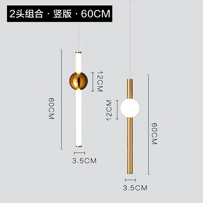 Modern Wand LED Pendant Light for Bedside Living Room, Hotel Hall Decor