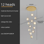 Crystal Ball LED Rotating Stair Chandelier - Nordic Luxury Loft Bubble Design
