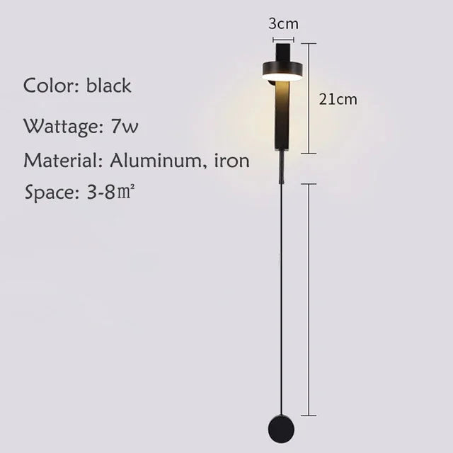 Black Gold Rotating LED Wall Lamp for Bedroom & Living Room