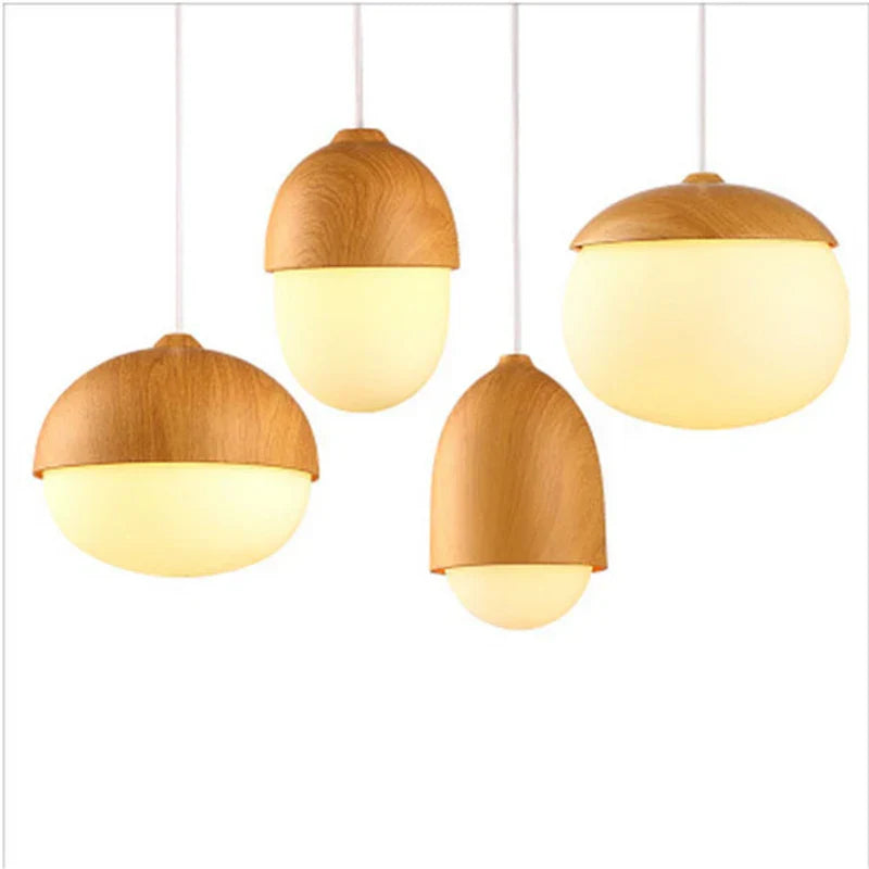 Nordic Nuts Pendant Lamp | Imitation Wood Design | E27 Bulb | Creative Lighting