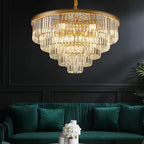 Black Gold Crystal Ceiling Chandelier: Modern LED Pendant Light for Luxe Living Spaces