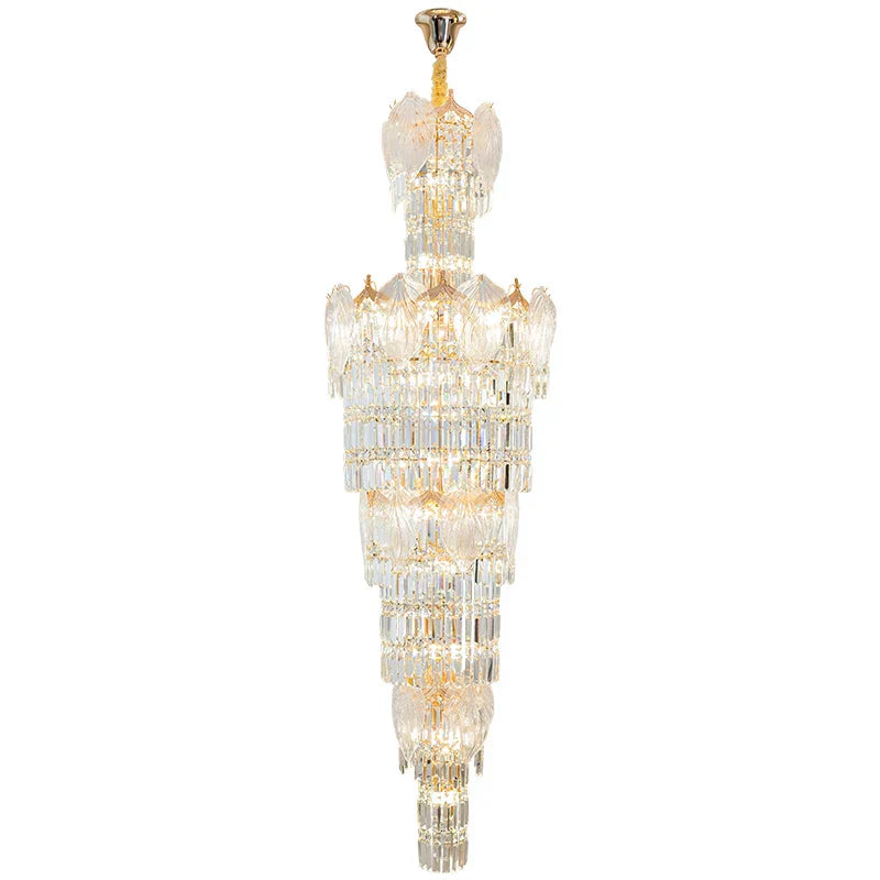 European Crystal Chandelier Modern Duplex Hotel Villa Staircase Long Chandelier