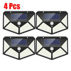 100LED Solar Powered Outdoor Wall Lamp with PIR Motion Sensor