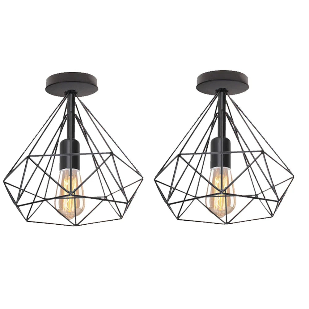 Retro LED Ceiling Light: Industrial Vintage Fixture for Bedroom, Porch, Aisle - E27 Metal Cage