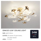 Ginkgo Leaf Bedroom Lamp: Post-modern Romantic Art Ceiling Light for Master Bedroom