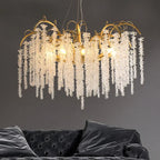Gold Glass LED Crystal Chandeliers for Luxe Dining Room Decor