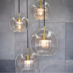 Gold Glass Ball Pendant Light for Dining Room & Bedroom Decor