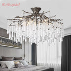 Round Crystal Gold Branch Chandelier for Modern Living Spaces