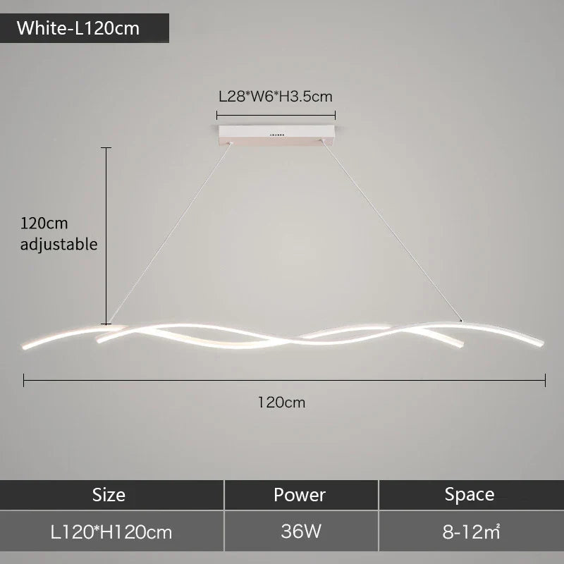 Wave LED Pendant Lights: Modern Chandeliers for Dining Room, Bar, and Home Decor