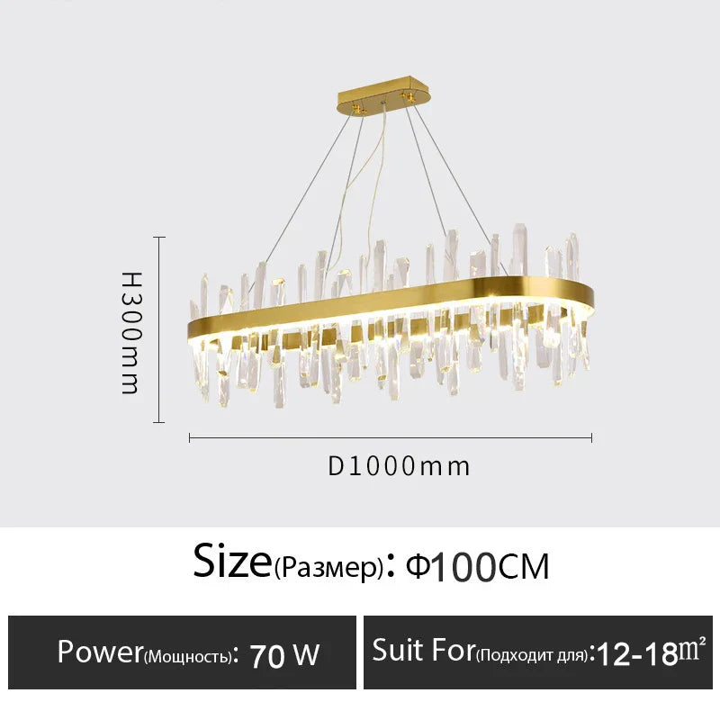 Luxury Crystal Dimmable Round Chandelier - Glossy LED Lighting