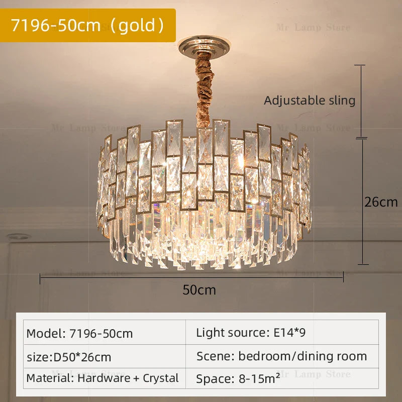 Crystal Chandelier: Postmodern Light Luxury for Living Room, Bedroom, Kitchen.