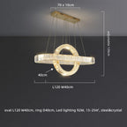 Oval Chrome Gold Steel LED Crystal Pendant Light