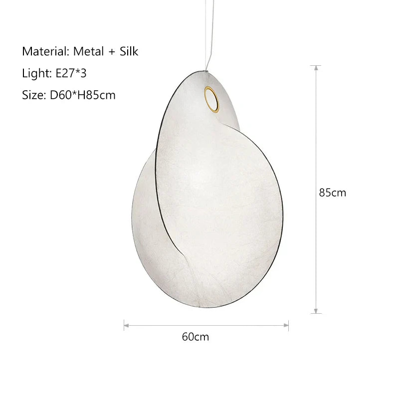 Shell Design Silk Pendant Lamp for Living Room Bedroom Kitchen - Japanese Style