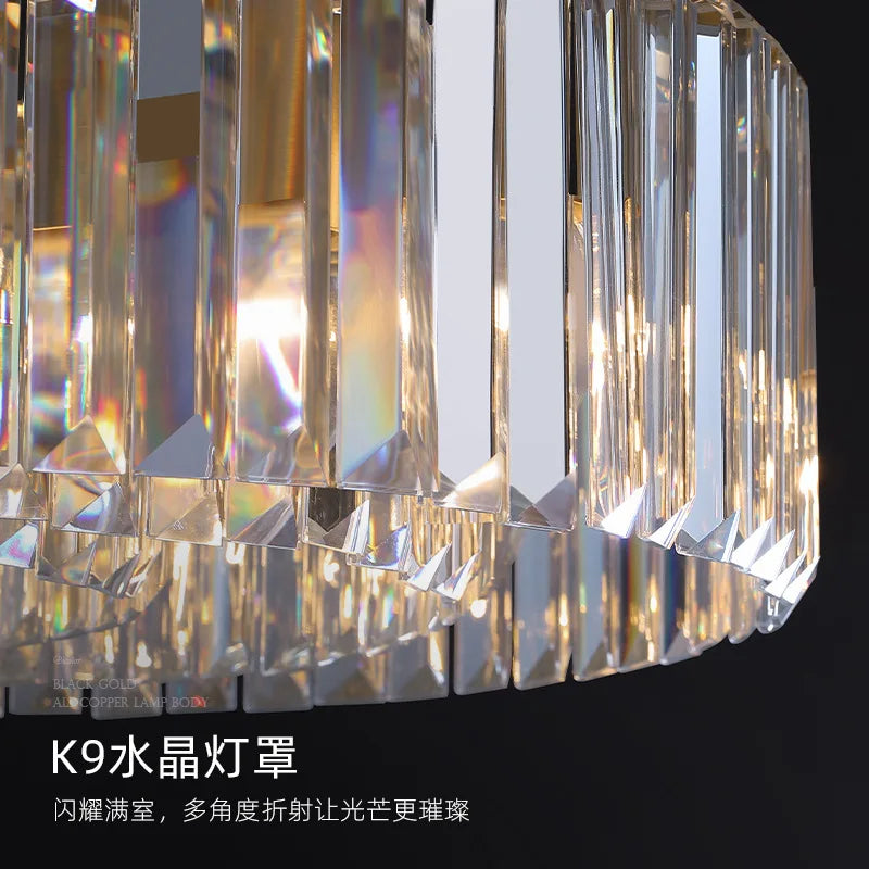 Gold Metal Crystal Pendant Light - Dimmable LED Hanging Lamp