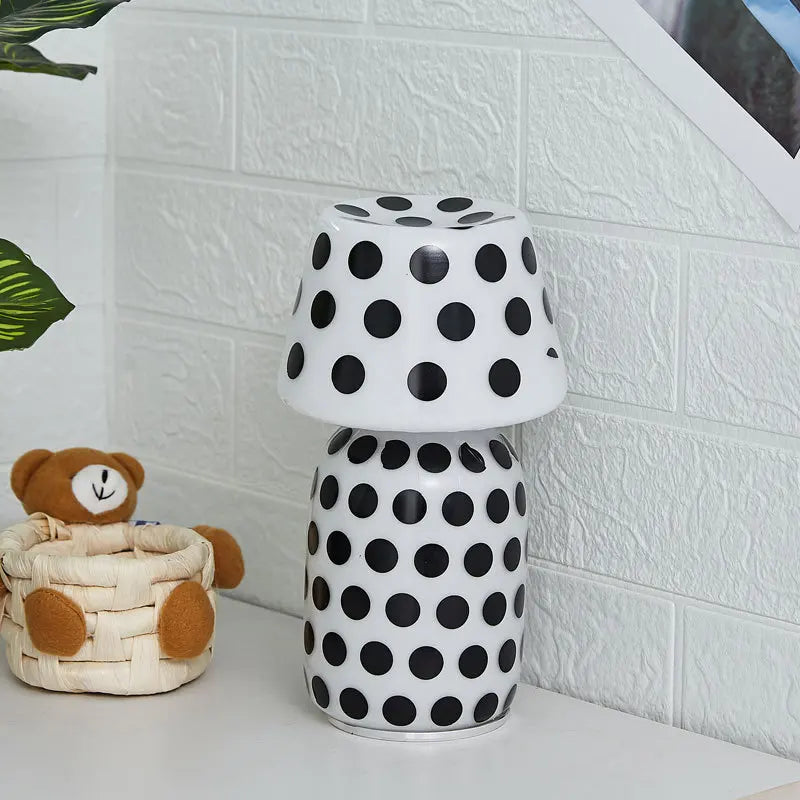 Apollo Mushroom Glass Table Lamp - White Glass Bedside Night Light