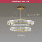 Gold Crystal Round Ring Chandeliers with LED Pendant Light for Ceiling Lighting