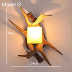 Deer Horn Resin Wall Lamp with Warm White LED Light