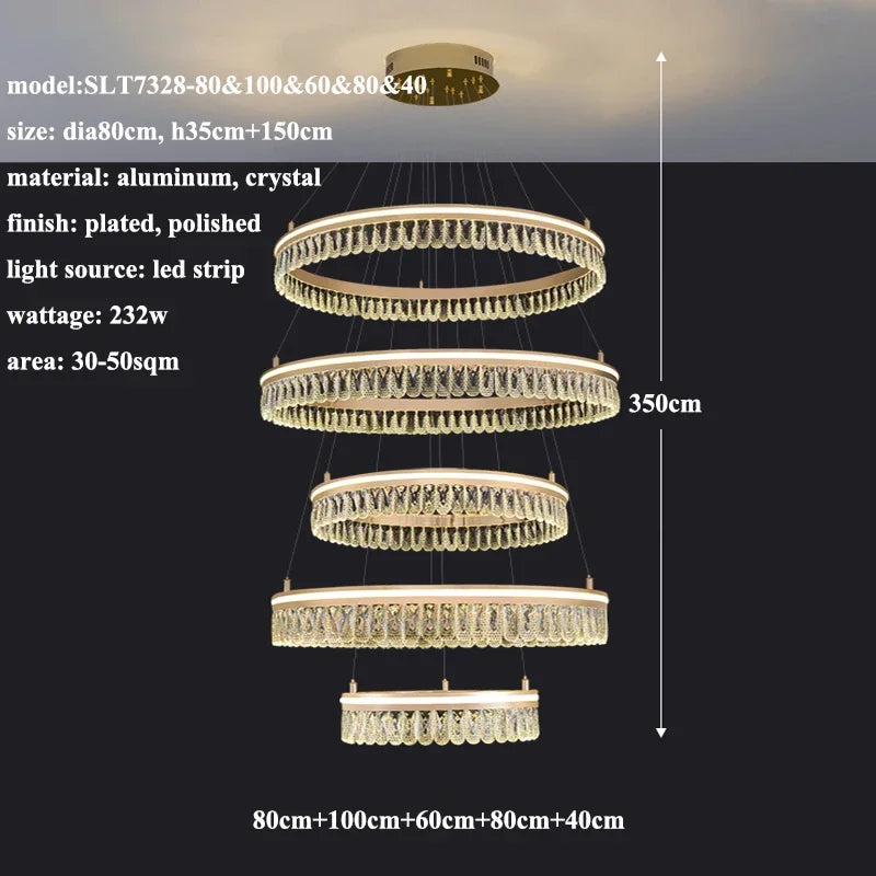 2024 Modern Crystal LED Chandelier for Living & Dining Room Decor